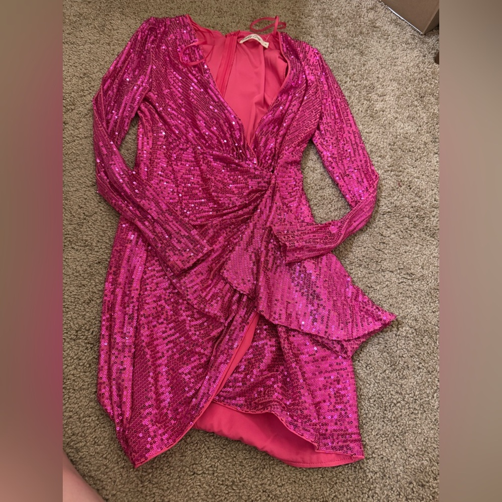 Hello Molly sparkle sequence Long Sleeve Mini Dress - Picture 5 of 9